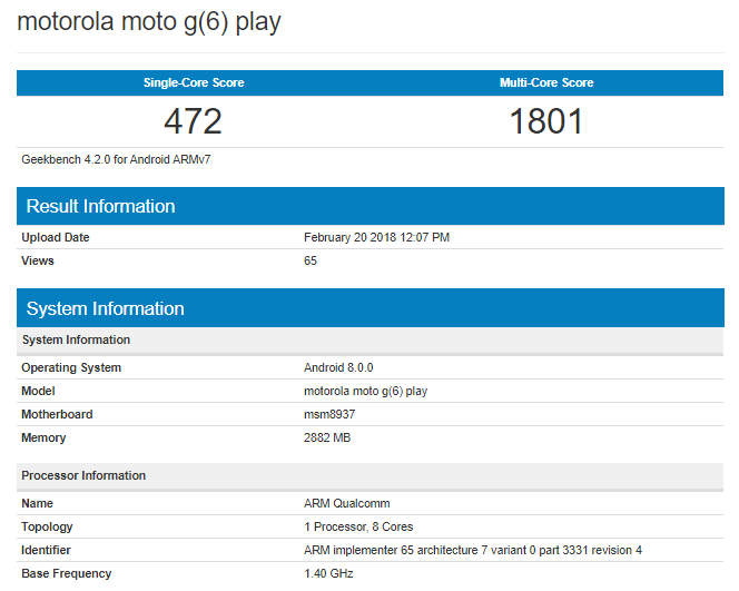 Moto G6 Play Specifications